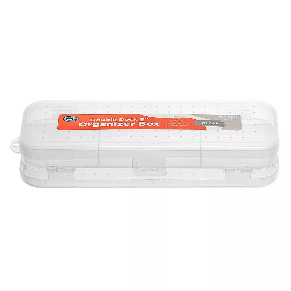 Pencil Case 8" Bright Color Double Deck Organizer Box