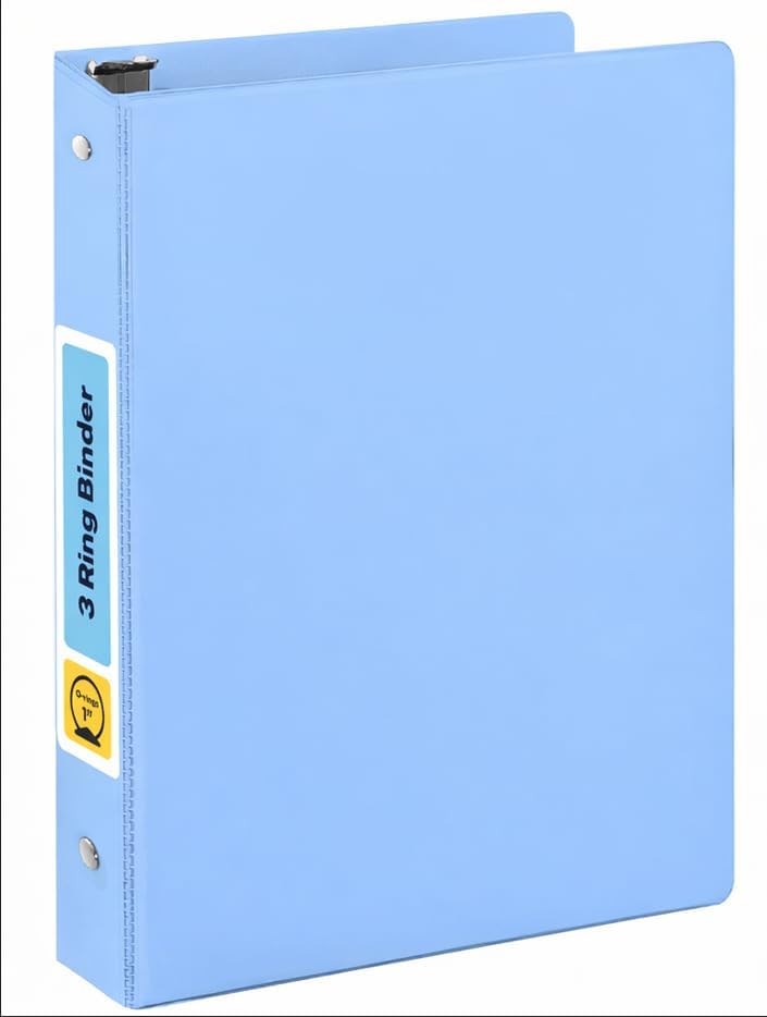 Enday Binders Pastel 3 Ring Binder, Clear View Cover for Letter Size 8.5 x 11'' Paper & 2 Inside Pockets, Ideal for School Supplies, Office, and Home (select inch size)