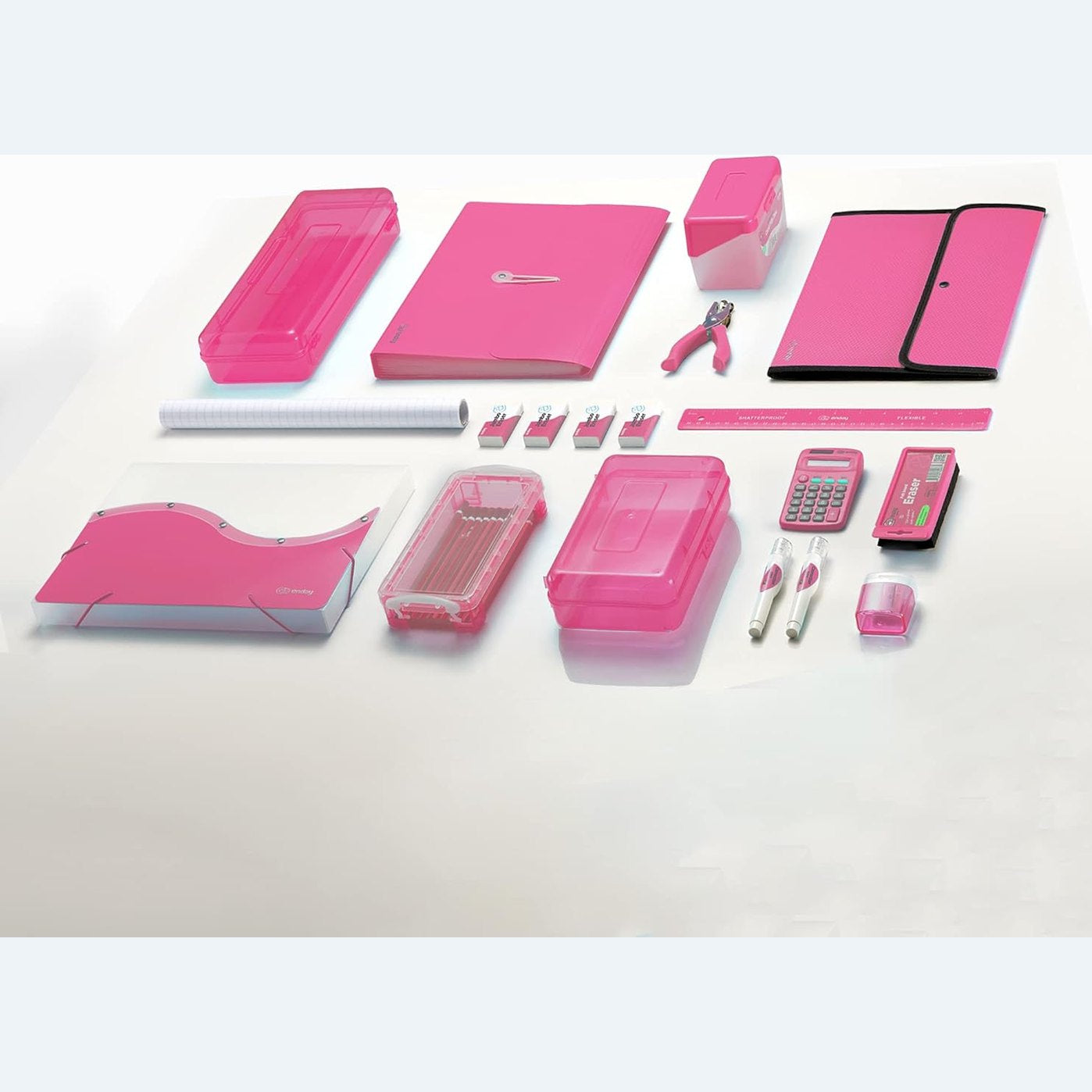 1 Inch Binders 3 Ring, 1†Soft Plastic Flexible Cover Round Ring with a Pocket Binder, Holds 175 Sheets, Binders for Home and School Supplies in Purple, Red, Pink and Grey (Pack of 4) – by Enday