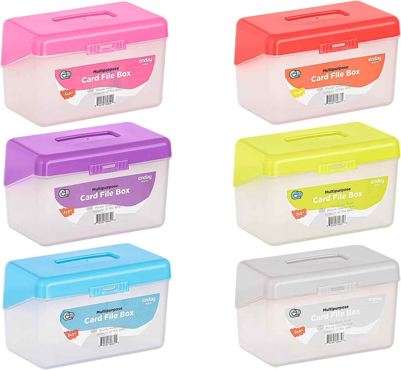 Emraw Index Card Holder 3 x 5 Index Card Case Holds up to 250 Cards Ideal for Filing Notes, Addresses & Recipes, Grey, Pink, Purple, Blue – (Pack of 4)