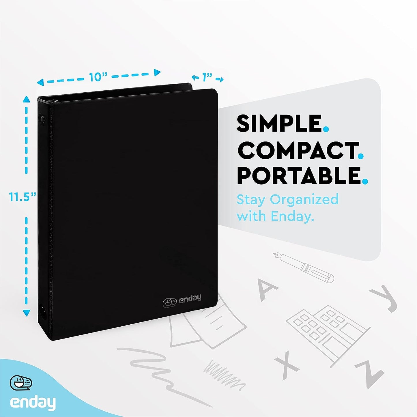 1/2″ 3-Ring View Binder w/ 2-Pockets - Black