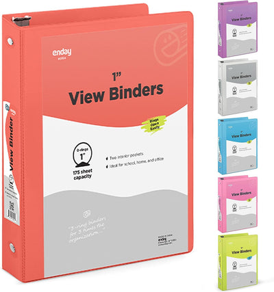 1" 3-Ring View Binder w/ 2-Pockets - Red