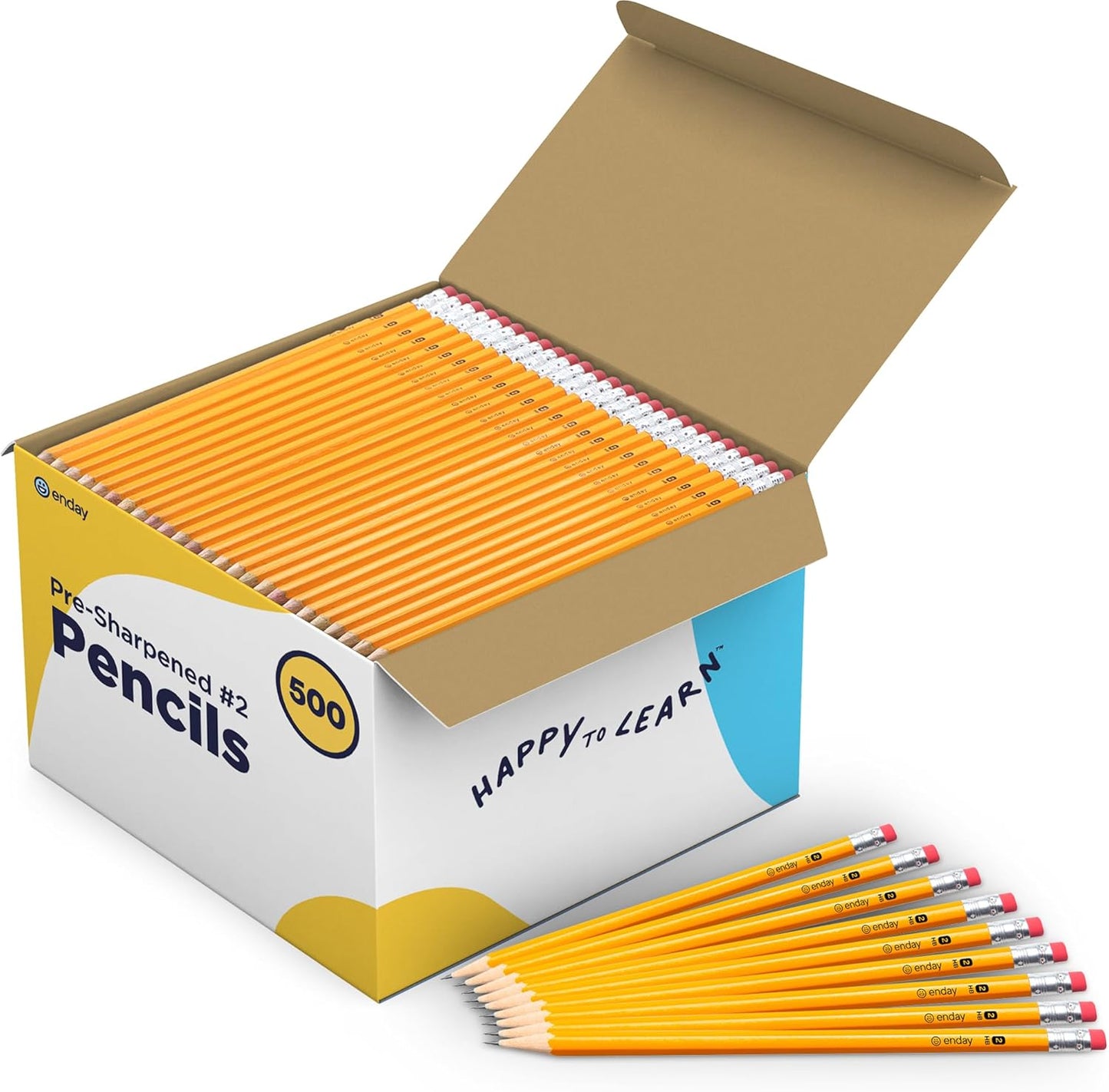 Enday #2 Pencils Bulk - 144 Pack - Pre-sharpened pencils #2 Wood-Cased Yellow Sharpened Pencils for Kids with Latex-Free Eraser Top for Office and Classroom Supplies.