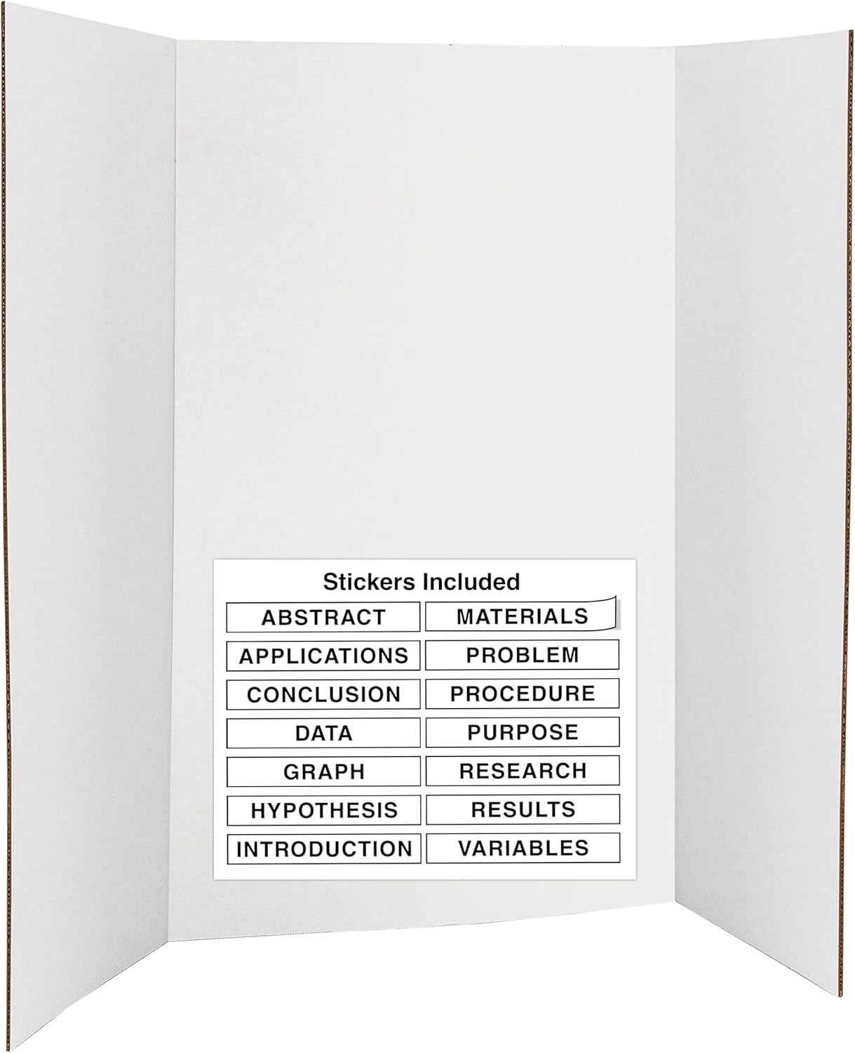 White Trifold Presentation Board 36" x 48" (Pack of 2) Self-Adhesive Science Subtitles Included - Display Exhibition Board Lightweight and Portable with Smooth Surface - By Emraw