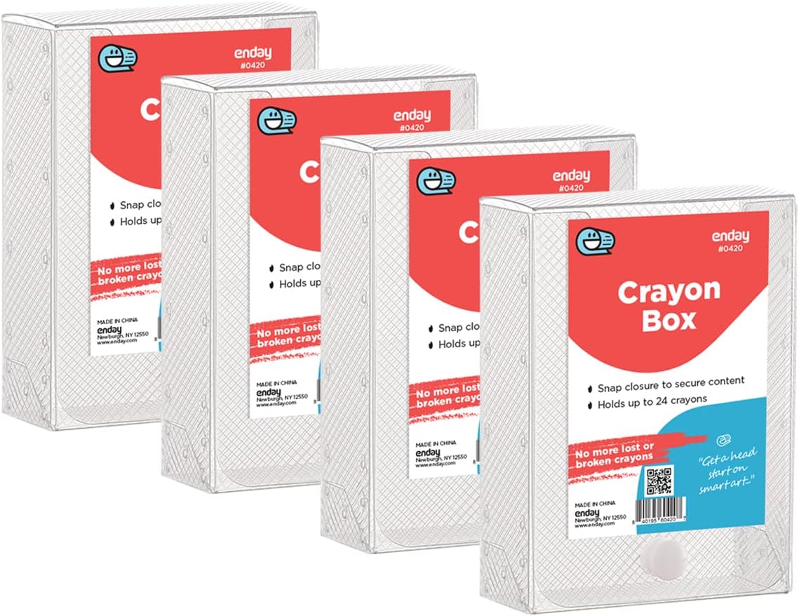 Enday Crayon Box Storage Containers, Clear Crayon Case, Plastic Crayon Boxes for Kids, Cards Small Supplies Organizers Boxes, Snap Closure, 1 Pack