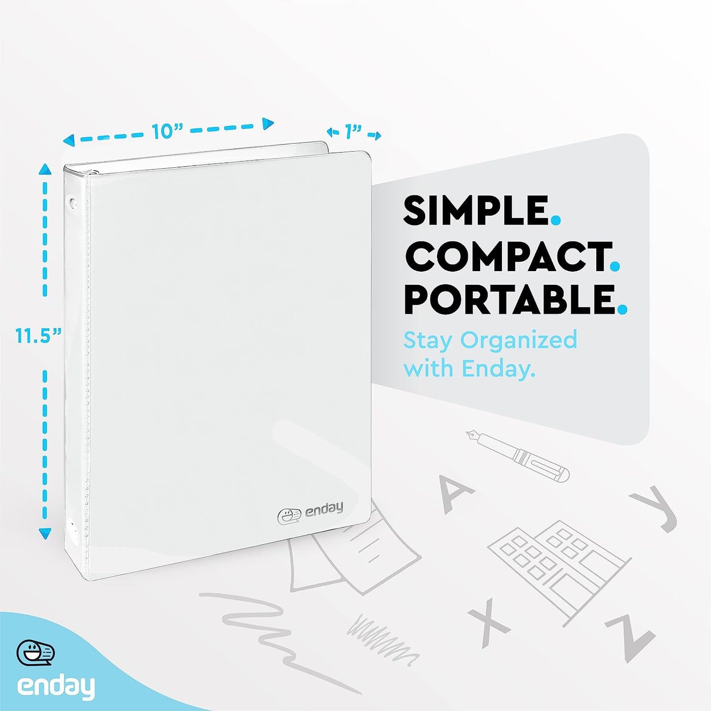 1/2″ 3-Ring View Binder w/ 2-Pockets - White