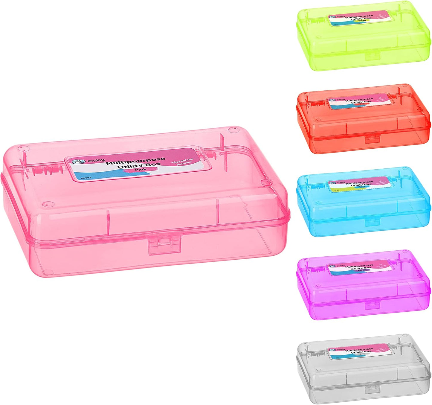 Enday Plastic Pencil Box Case Blue, Multipurpose Storage Organizer, Large Capacity School and Office Supplies with Snap Lid Utility Box, Also Available in Purple, Pink, Red, Green, Grey, 1 Pc