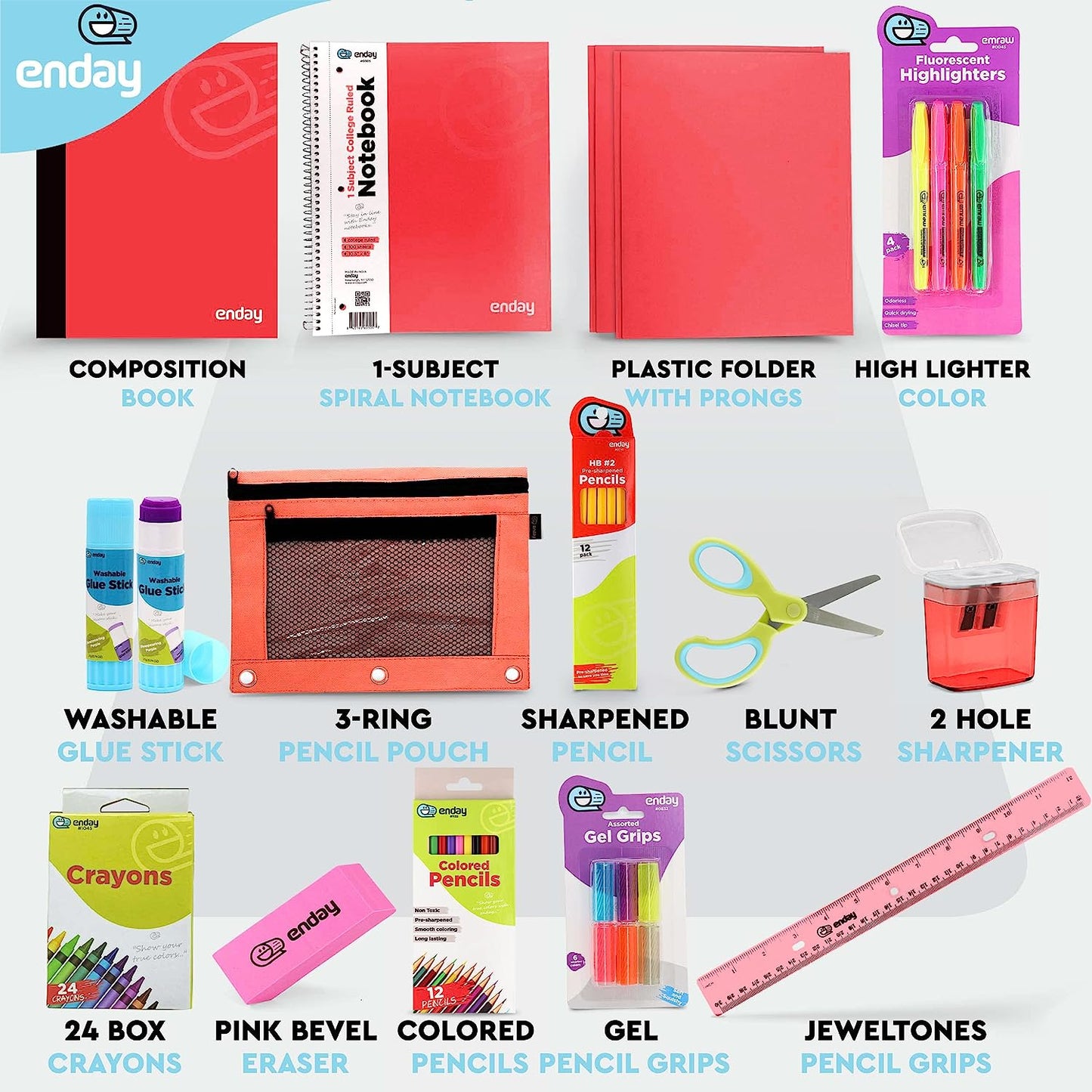 Back to School Supplies Kit - Red