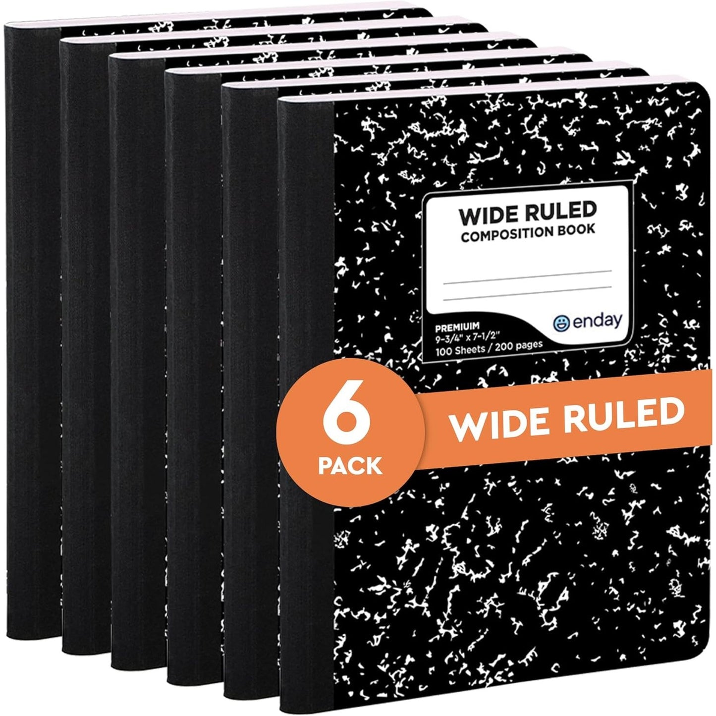 Emraw Marble Composition Notebook Wide Ruled Paper, 2 Pack, 9-3/4" x 7-1/2", 100 Sheets per Notebook Durable Cover Writing Book for school and journaling – by Enday