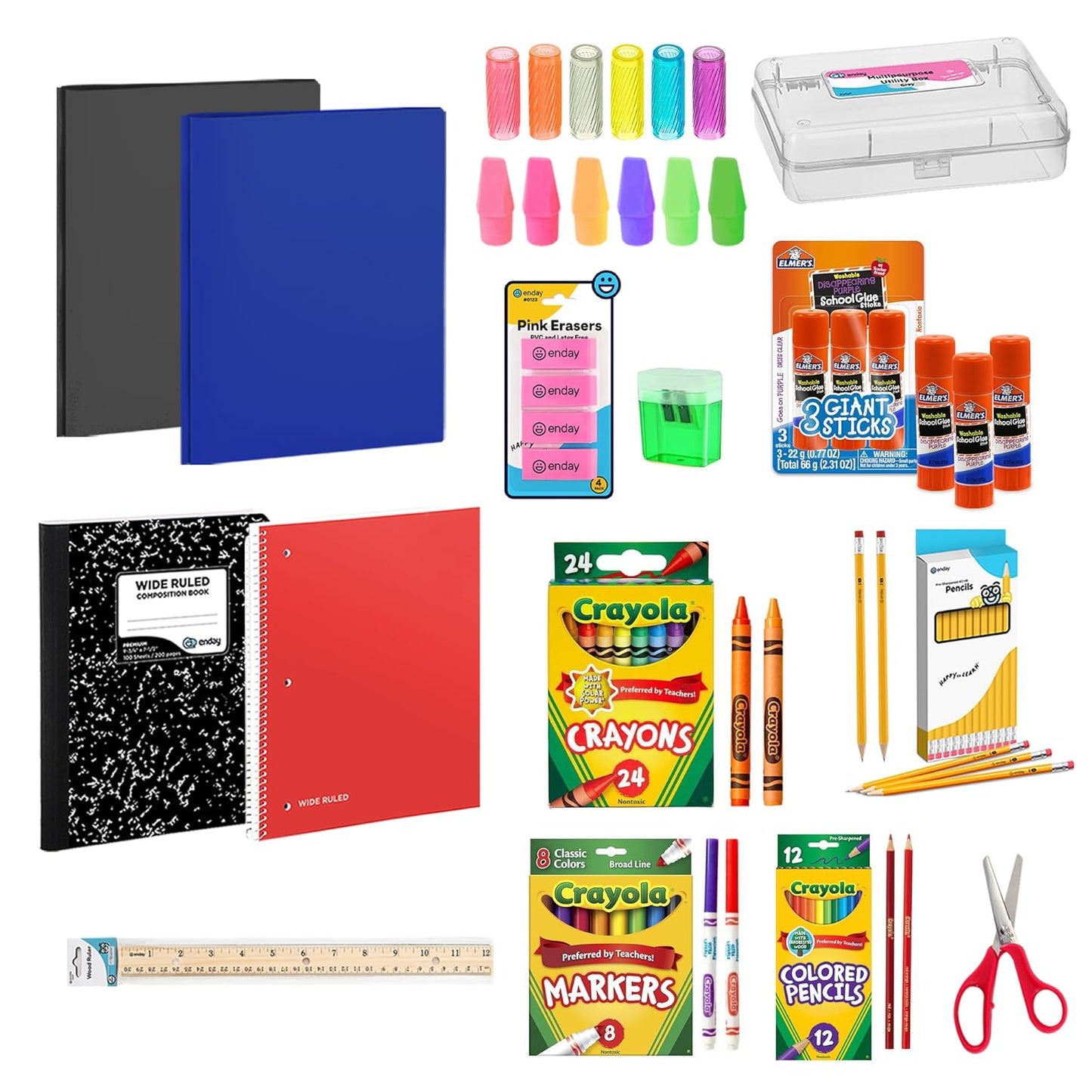 Enday Back to School Supplies Kit - Grades K-5, 83 Piece Back to School Supplies Kit, Kindergarten School Supplies Kids for Girls & Boys