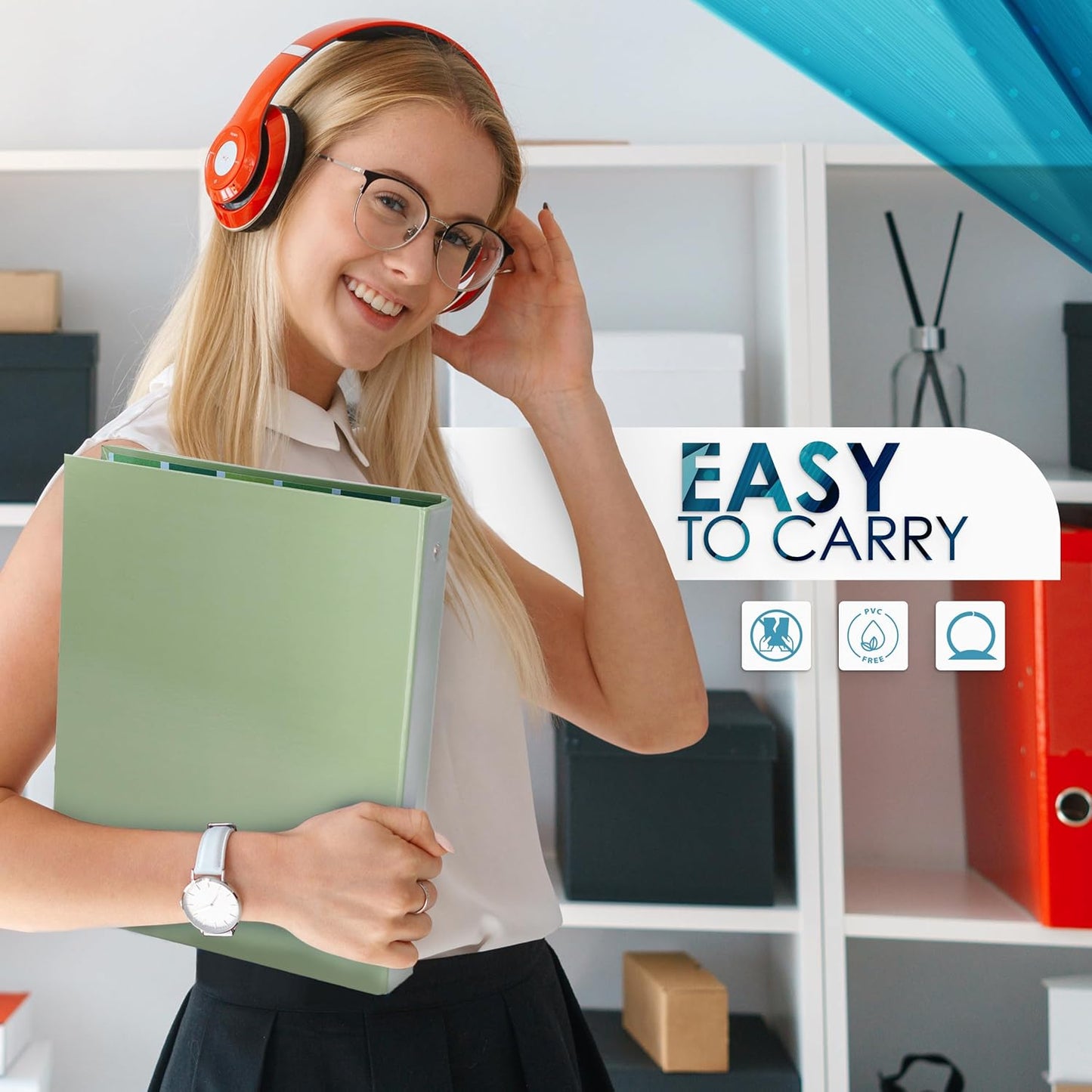 3 Ring Binder 1.5 inch Binder, 1 ½ Inch Round Ring Binders, Colored Binders for School Supplies, Printed Inside and Outside, Used for Papers, Business Cards Etc., Holds 280 Sheets, 4 Pack - by Emraw