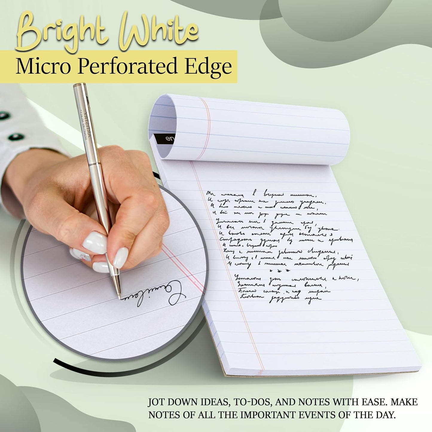 Enday Legal Pads 8.5 x 11 Inch, (12 Pack) 50 Sheets per Notepad, White Note Pads, Legal Ruled Writing Pad with Perforated Pages, White Paper Legal Pad for Work and Note-Taking.