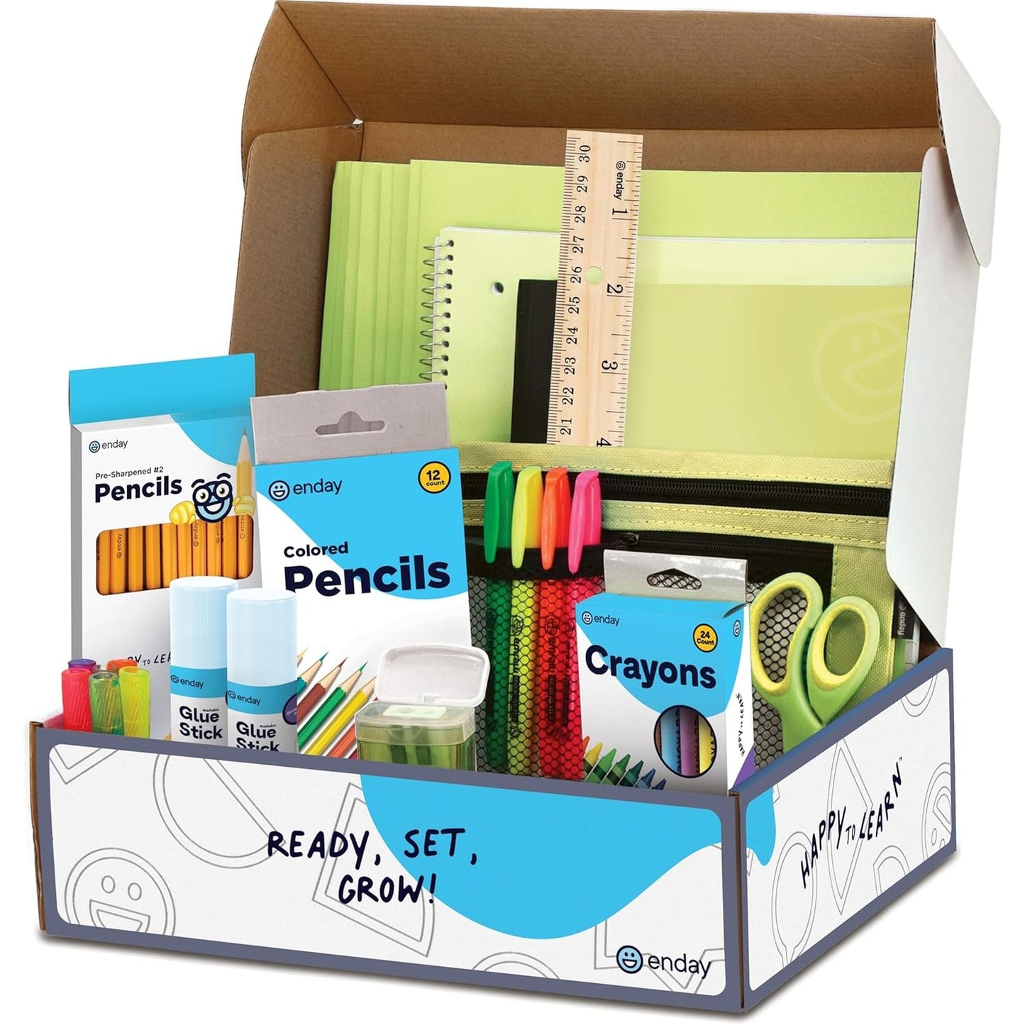 Enday Back to School Supplies for Kids, Blue School Supply Box Grades K-5, 78 Piece Set