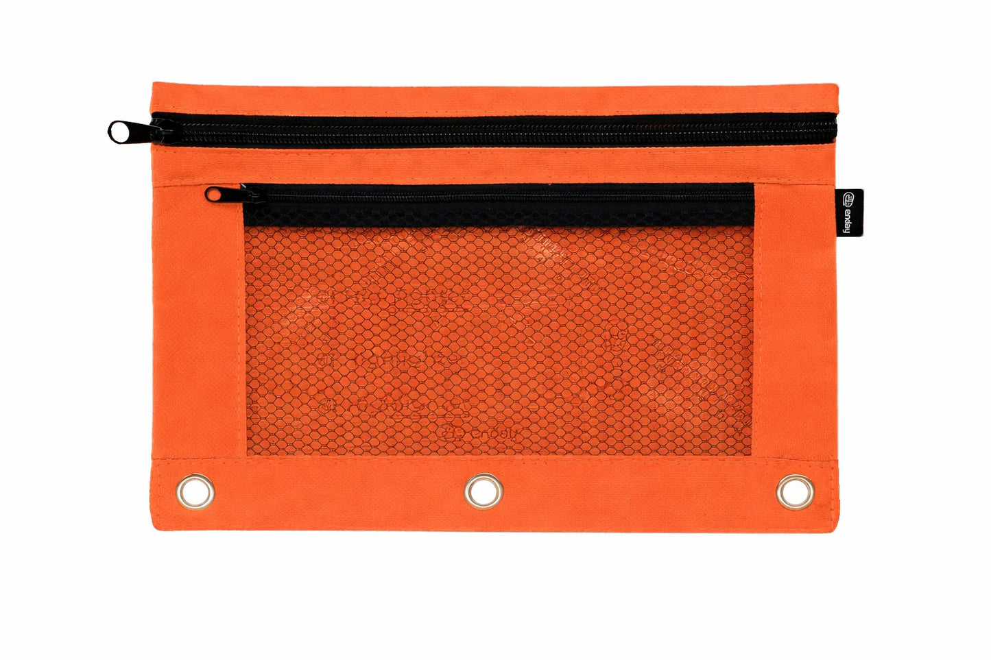 Double Zipper 3-Ring Pencil Pouch With Mesh Window