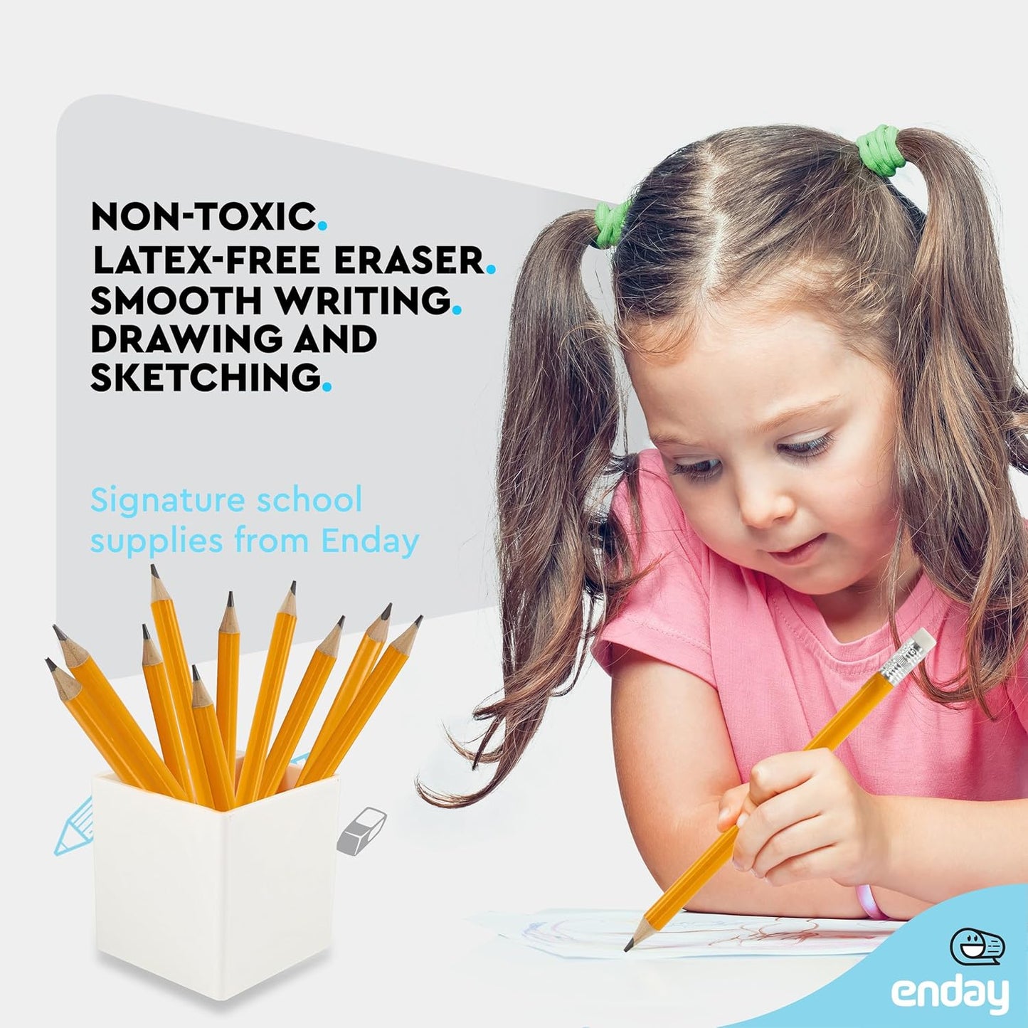 Emraw Enday Jumbo Pencils For Preschoolers (8 Pack) No 2 for Kids, Kindergarten School Supplies, Fat Pre-Sharpened Round Pencil with Eraser Top, Thick Pencils for kids ages 4-8