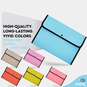 Square Flap Letter Size Document Holder 13” x 9.4” and can expand 2.5” with Snap Button - Blue