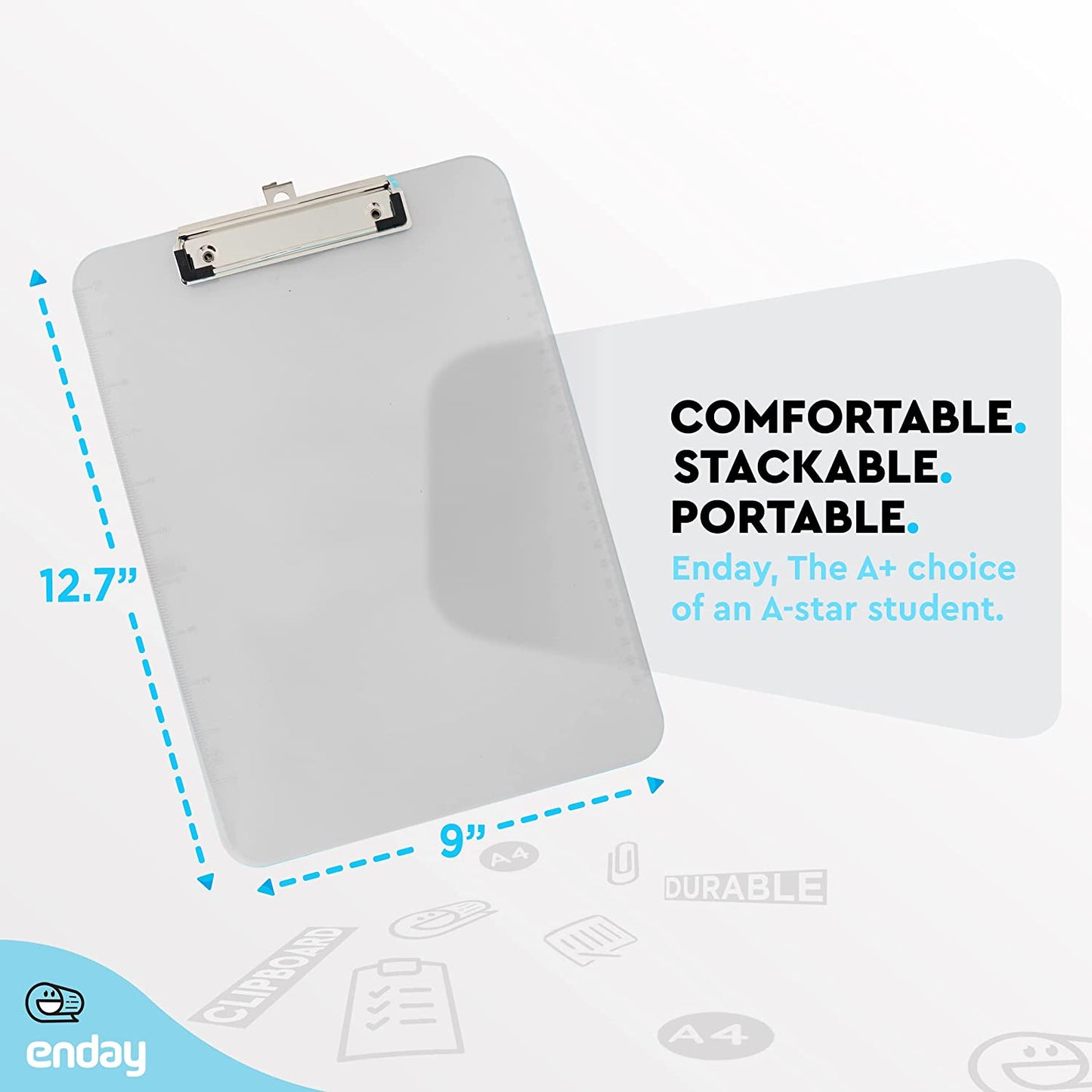 Standard Size Plastic Clipboard w/ Low Profile Clip Grey
