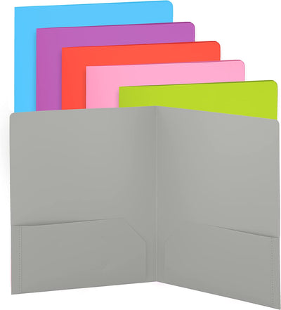 plastic Solid Color 2-Pockets Poly Portfolio grey