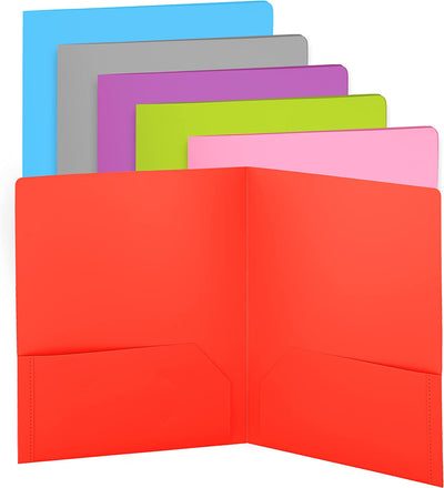 plastic Solid Color 2-Pockets Poly Portfolio red