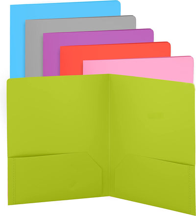 plastic Solid Color 2-Pockets Poly Portfolio green