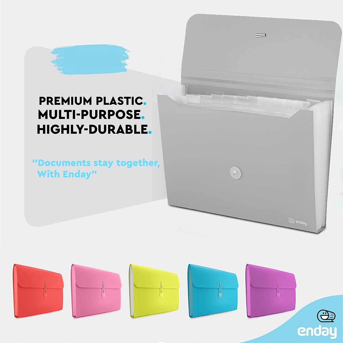13-Pocket Letter Size Poly Expanding File grey