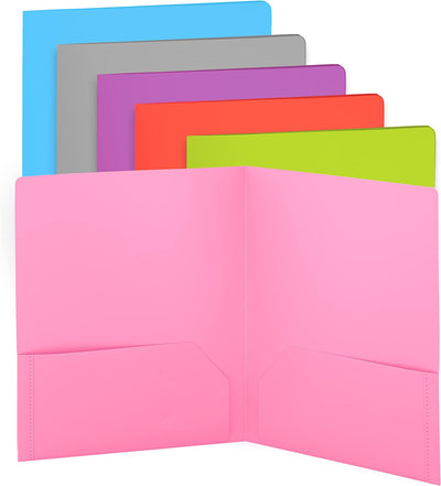 plastic Solid Color 2-Pockets Poly Portfolio pink