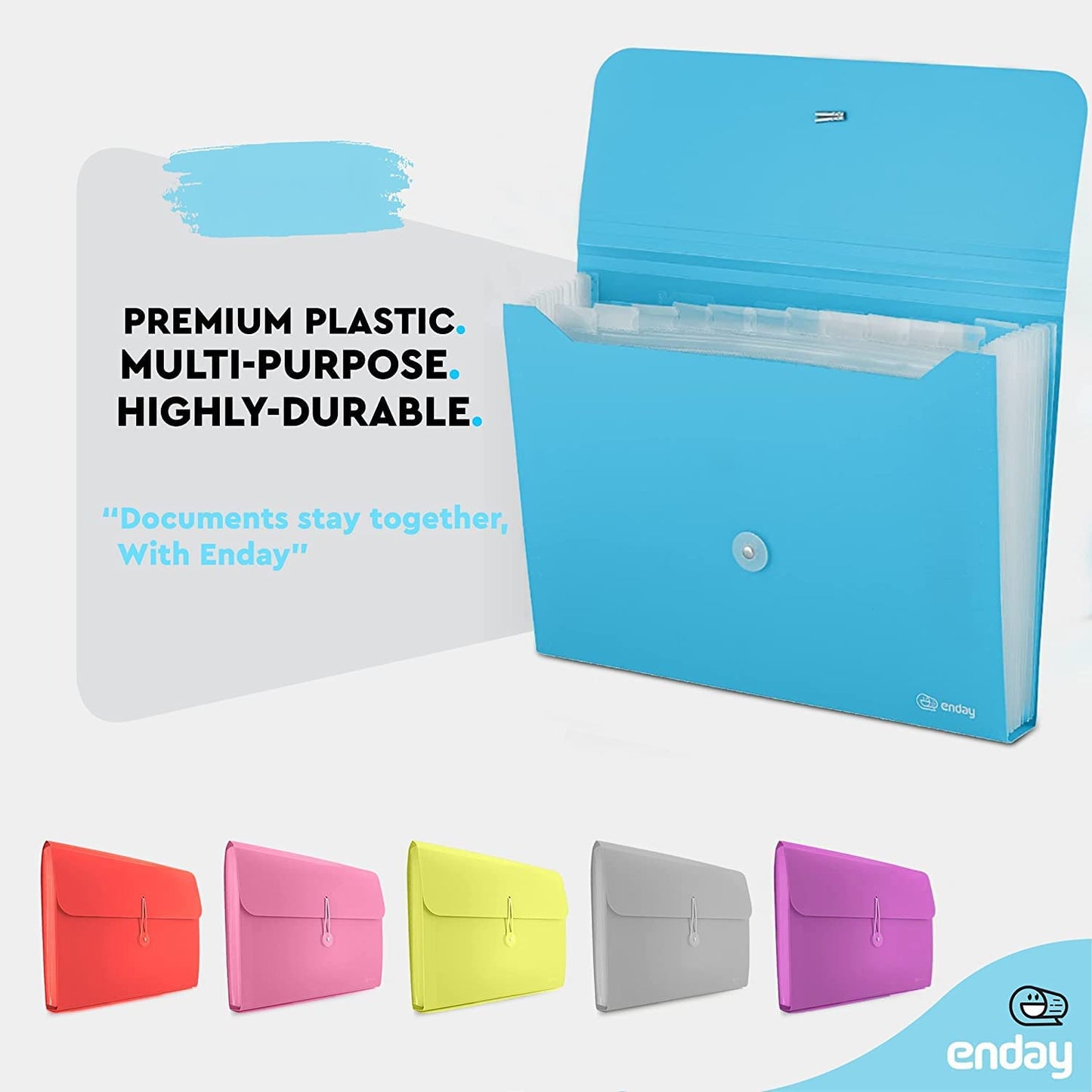 13-Pocket Letter Size Poly Expanding File - Blue