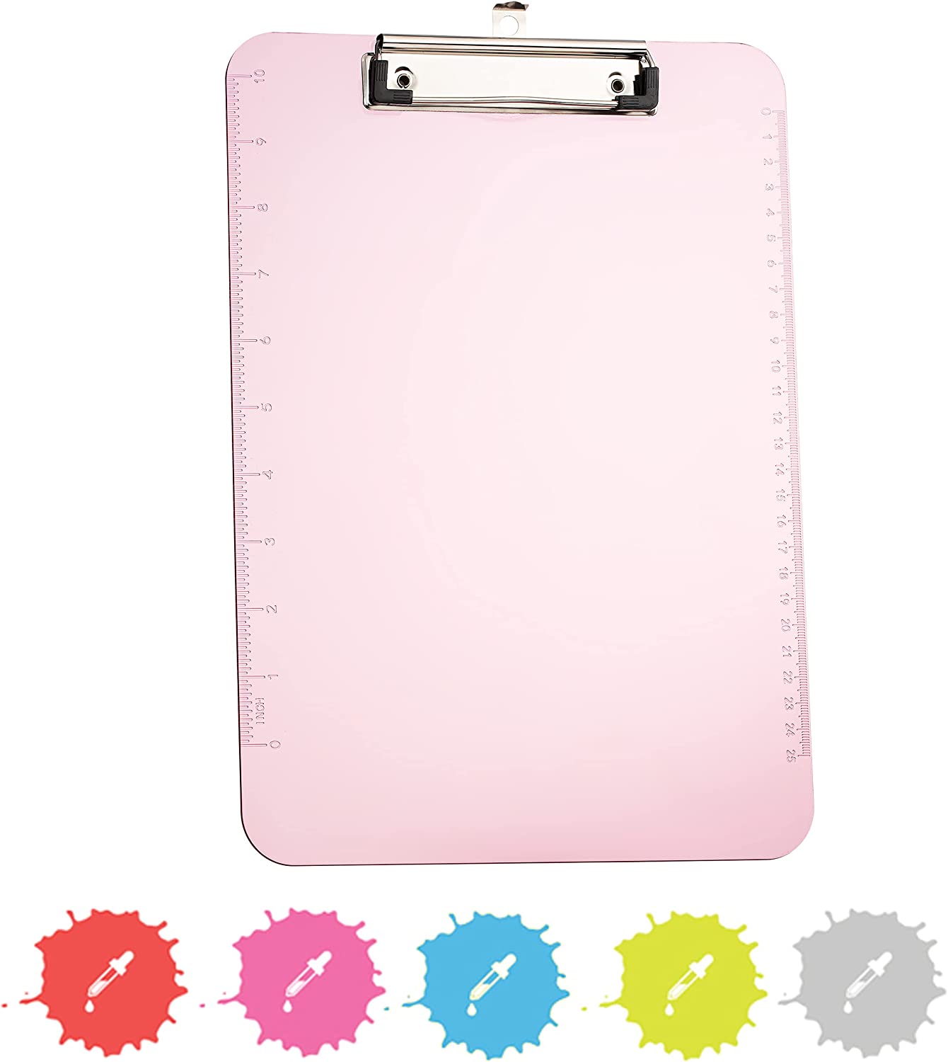 Standard Size Plastic Clipboard w/ Low Profile Clip pink