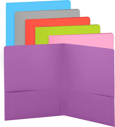 plastic Solid Color 2-Pockets Poly Portfolio purple