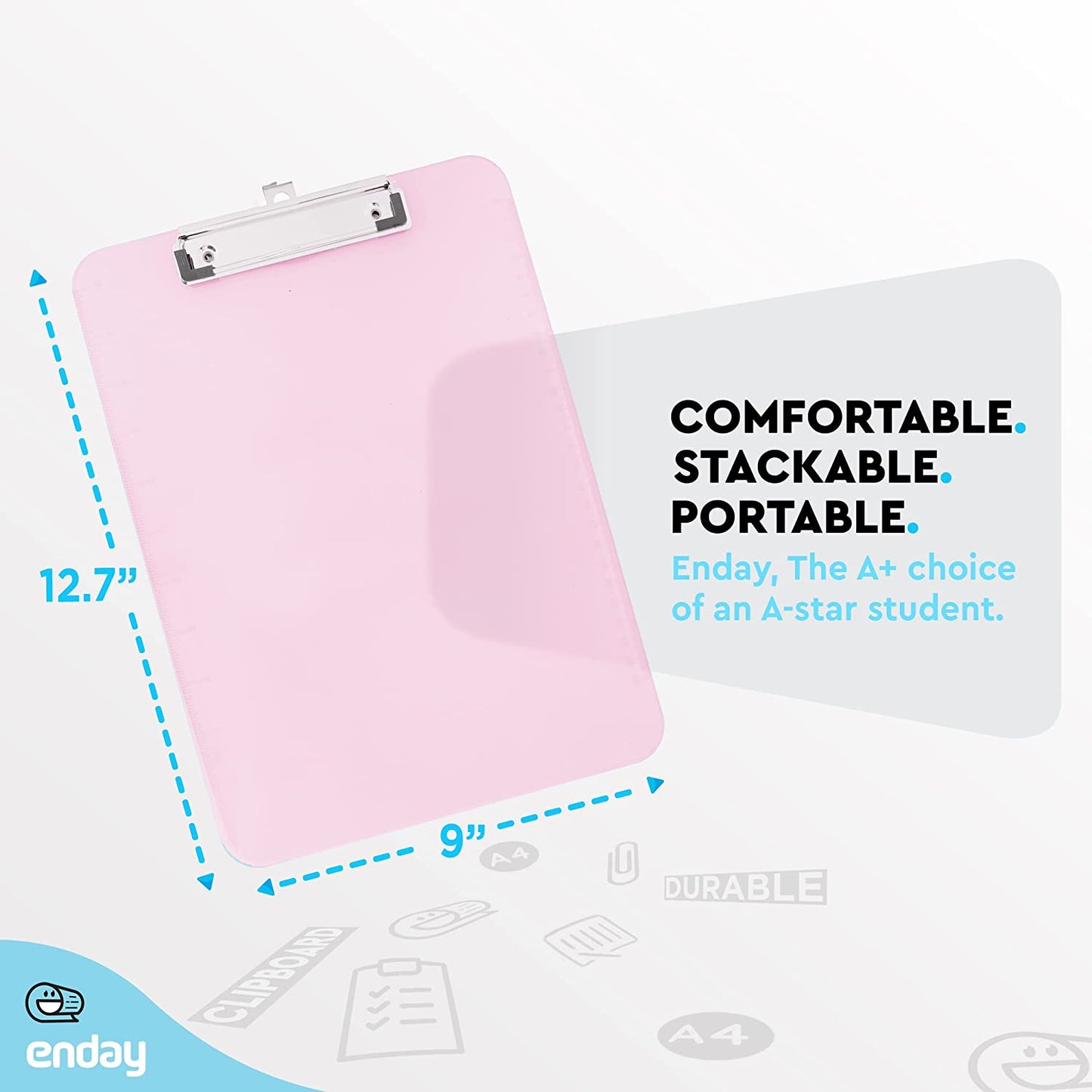 Standard Size Plastic Clipboard w/ Low Profile Clip pink