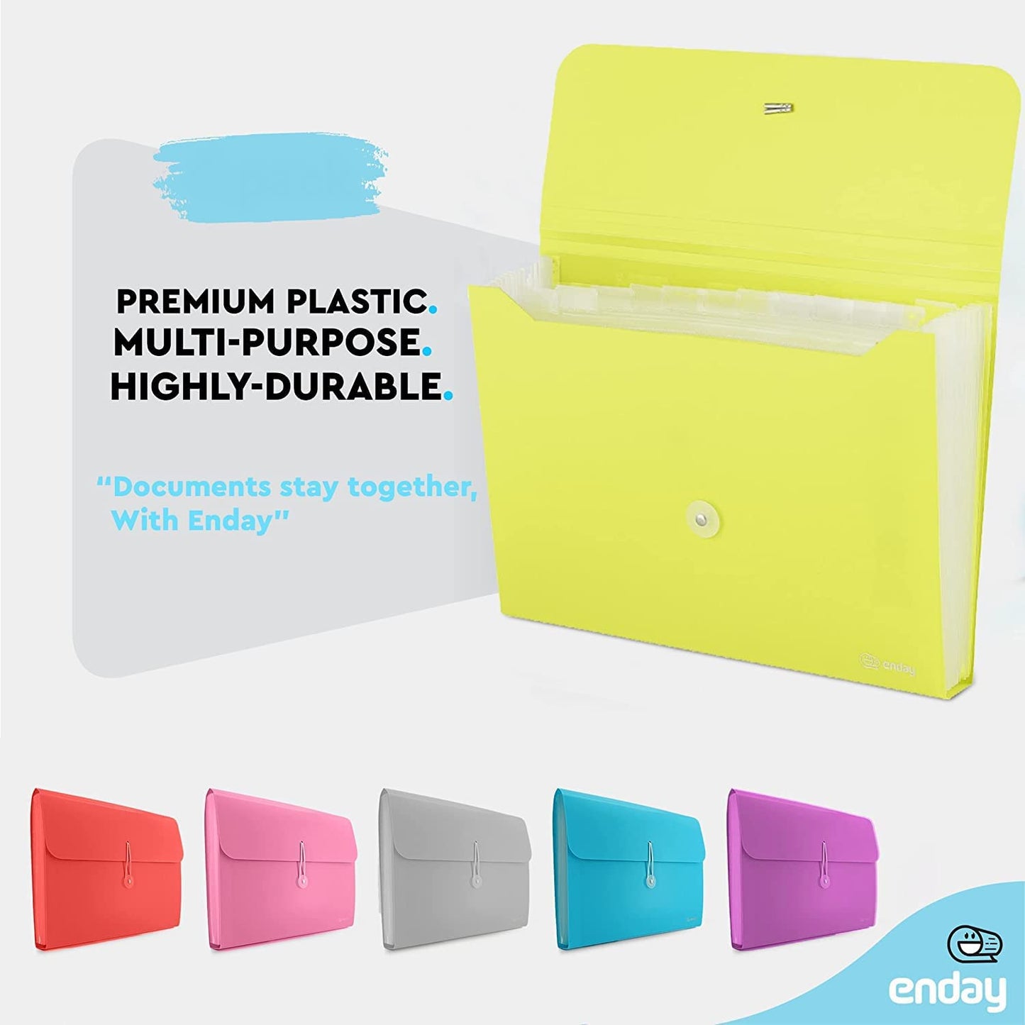 13-Pocket Letter Size Poly Expanding File green