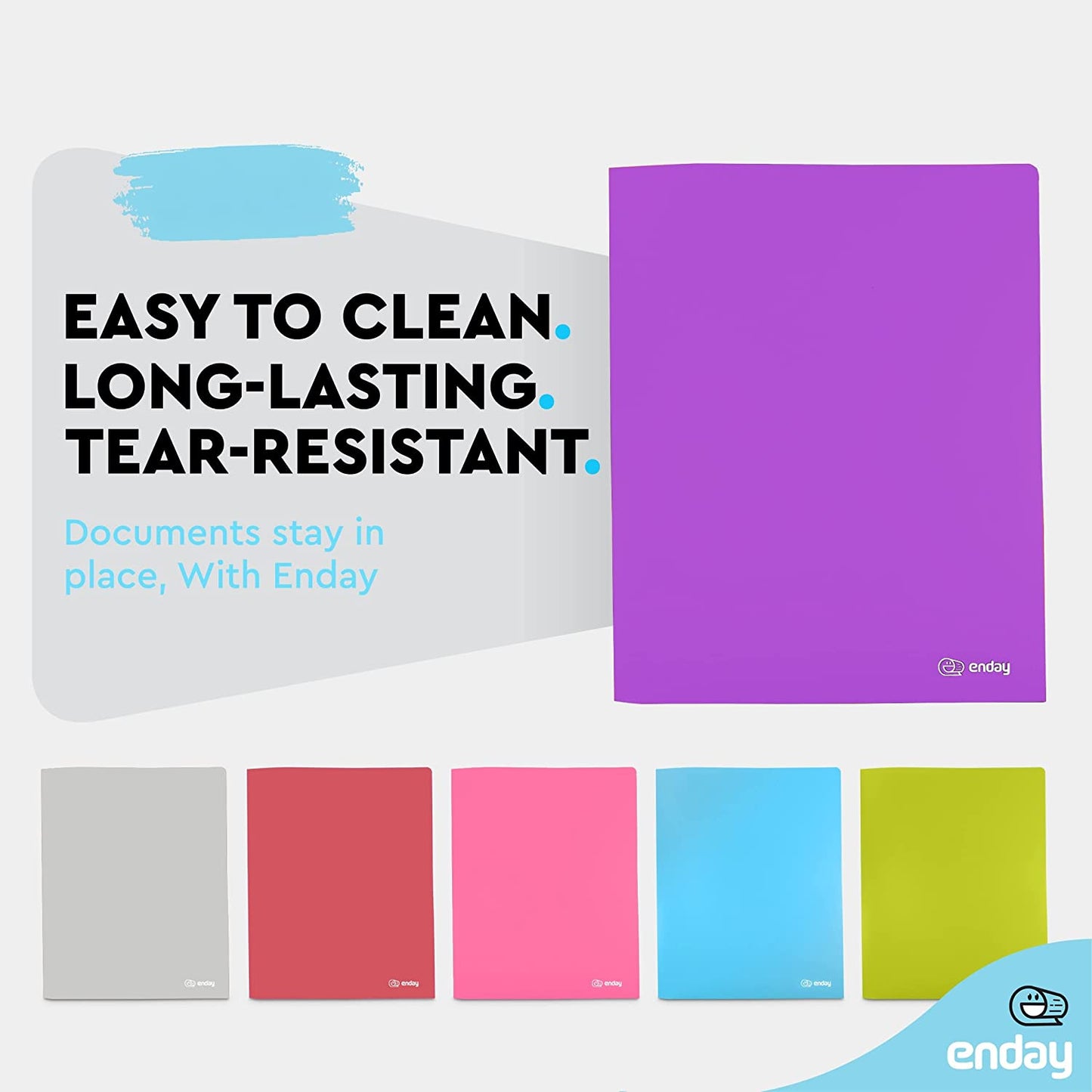 plastic Solid Color 2-Pockets Poly Portfolio purple