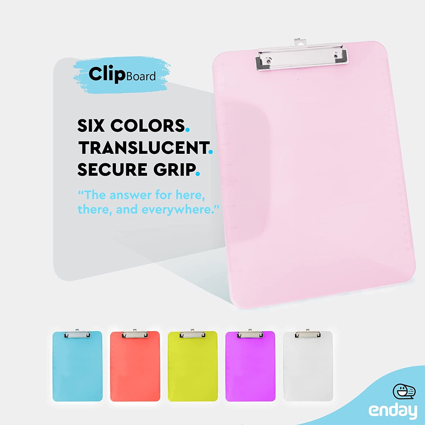 Standard Size Plastic Clipboard w/ Low Profile Clip pink
