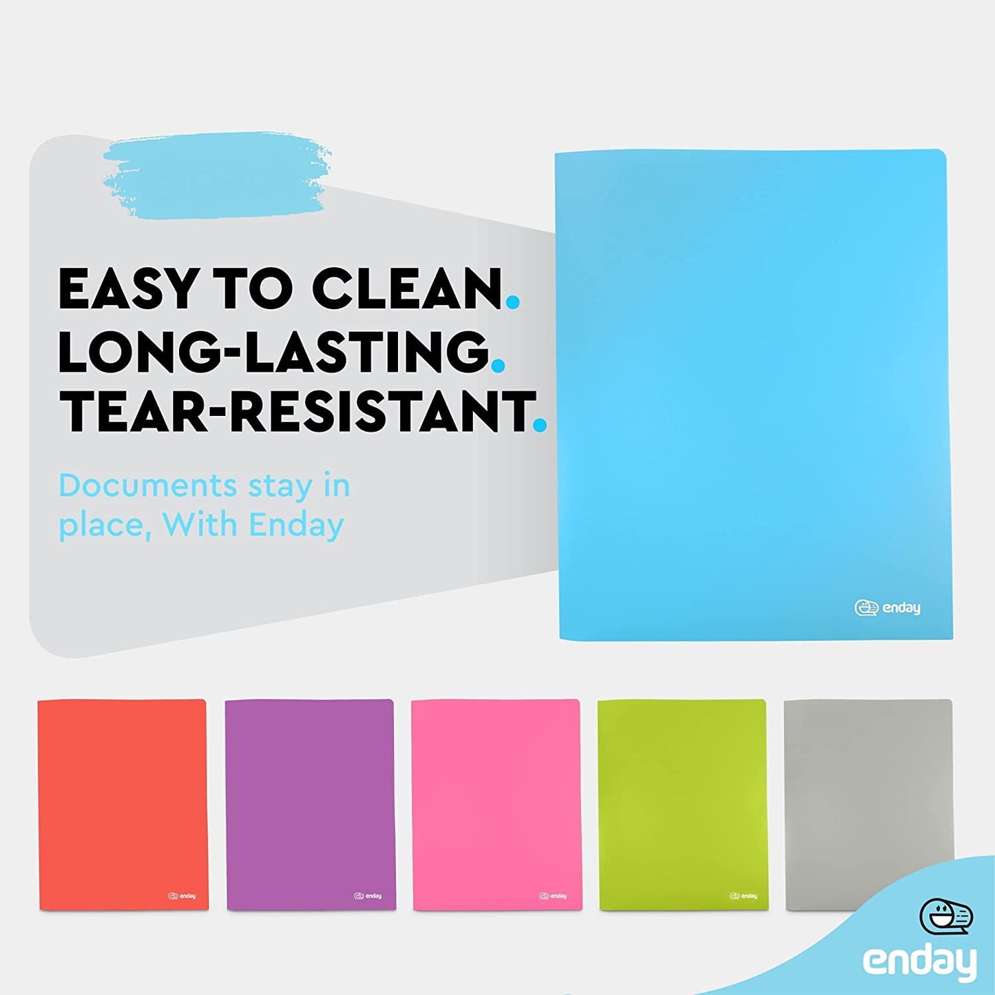 Plastic Solid Color 2-Pockets Poly Portfolio - Blue
