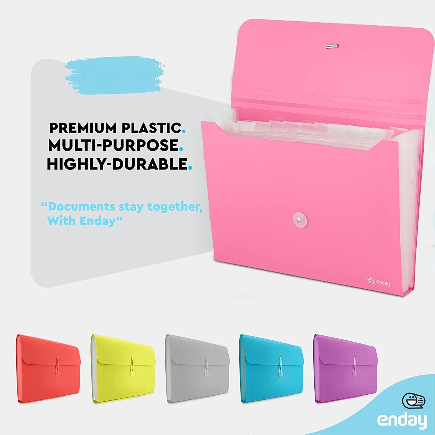 13-Pocket Letter Size Poly Expanding File pink
