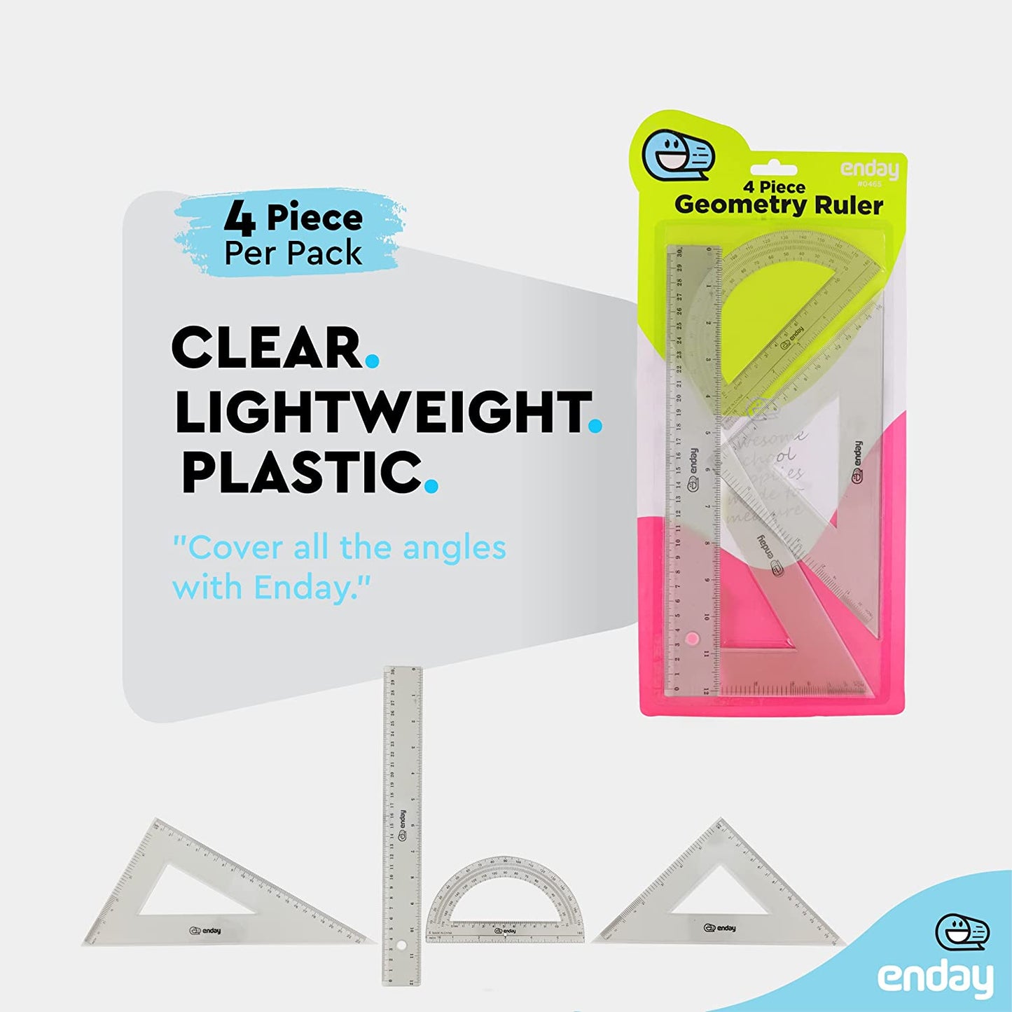 Enday 4-Piece Geometry Ruler Combination Sets