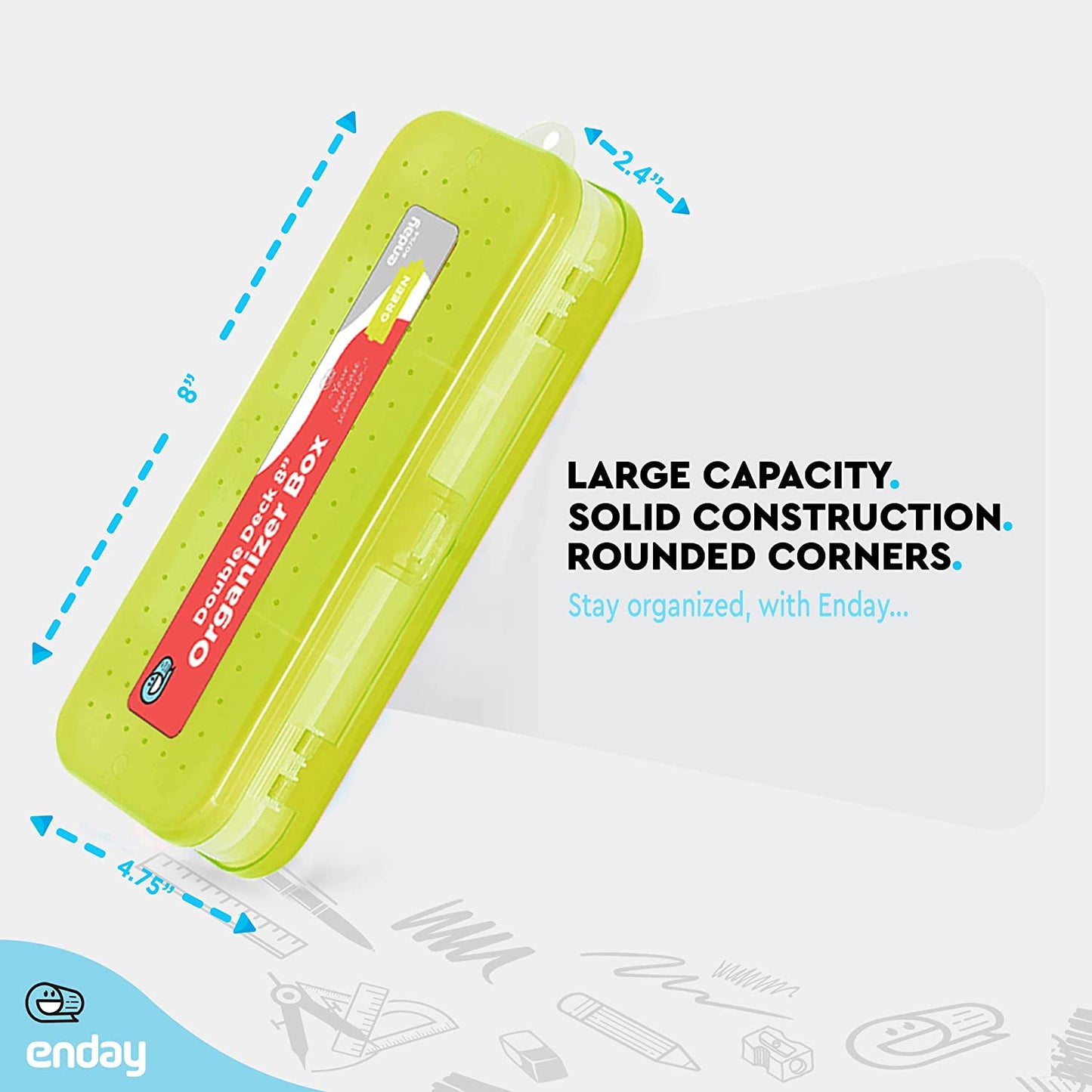 8" Bright Color Double Deck Organizer Box green