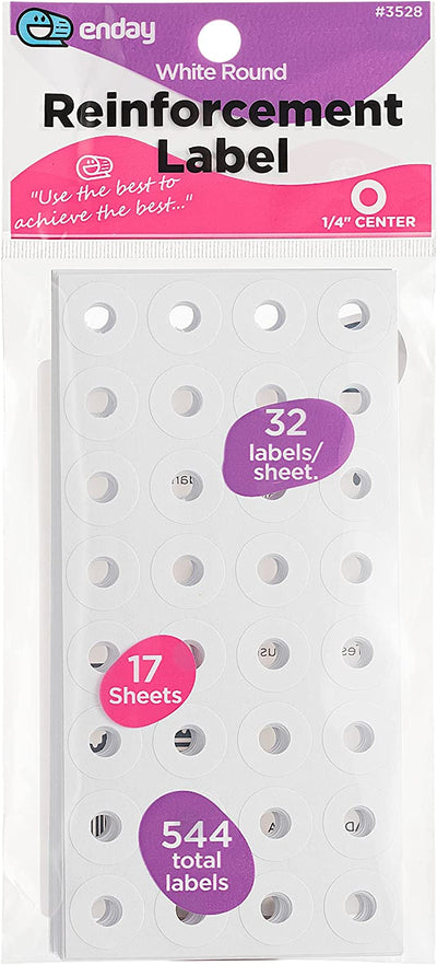 White Round Reinforcement Label 544 Labels Per Pack