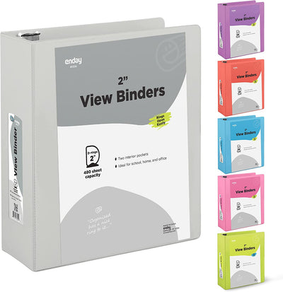 2" Slant-D Ring View Binder w/ 2 Pockets grey