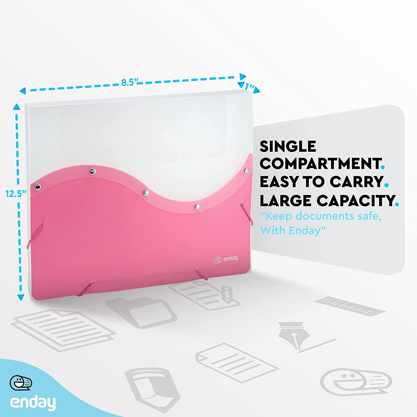 Two Tone Letter Size Document Case pink