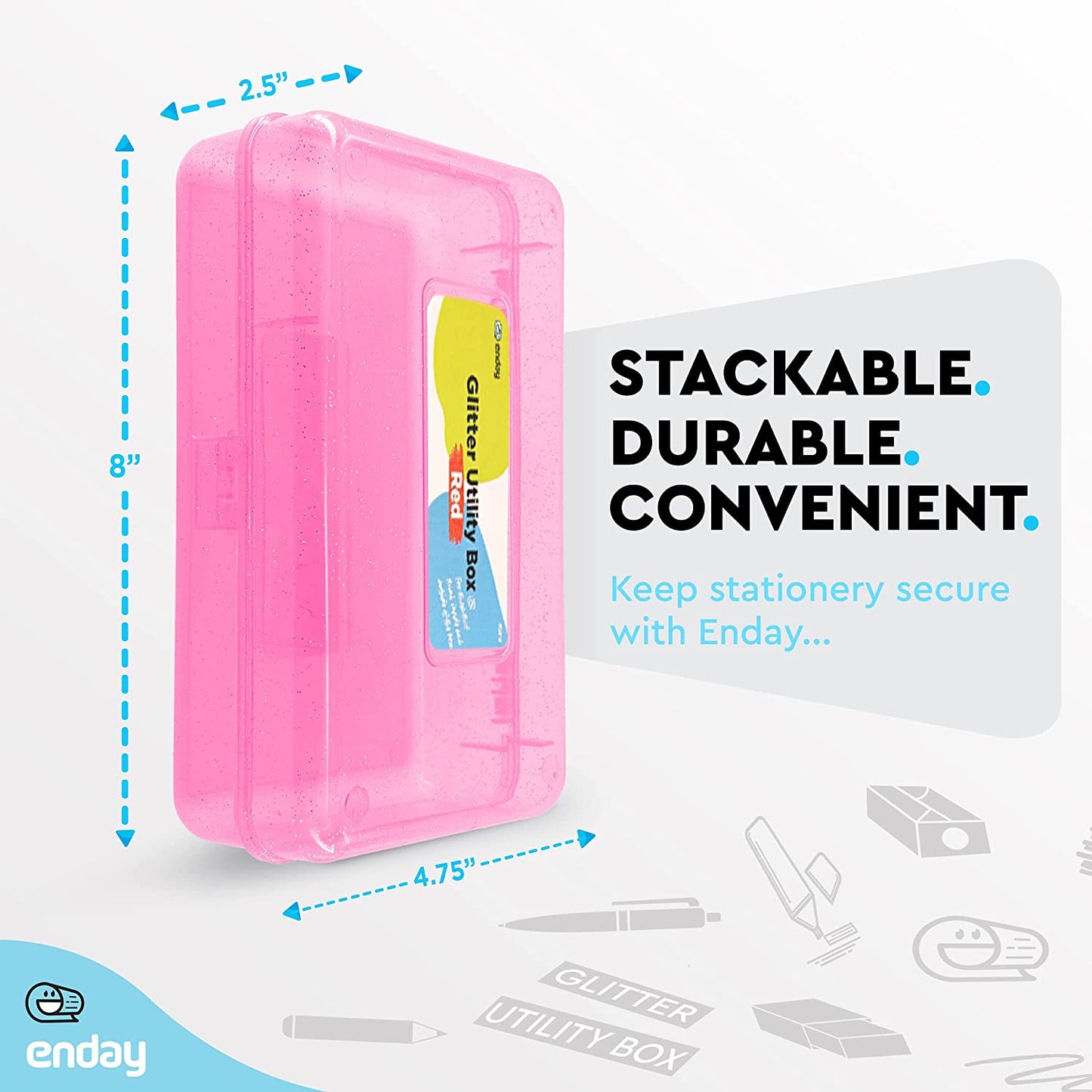 Glitter Bright Color Multipurpose Utility Box pink
