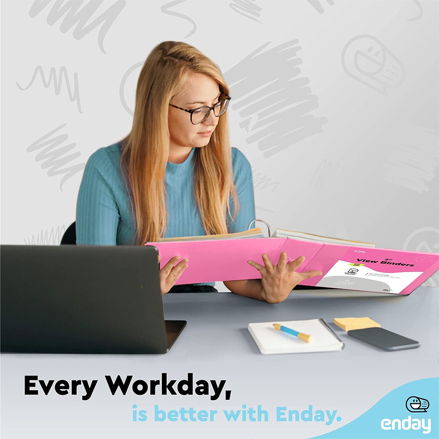 3" Slant-D Ring View Binder w/ 2 Pockets pink