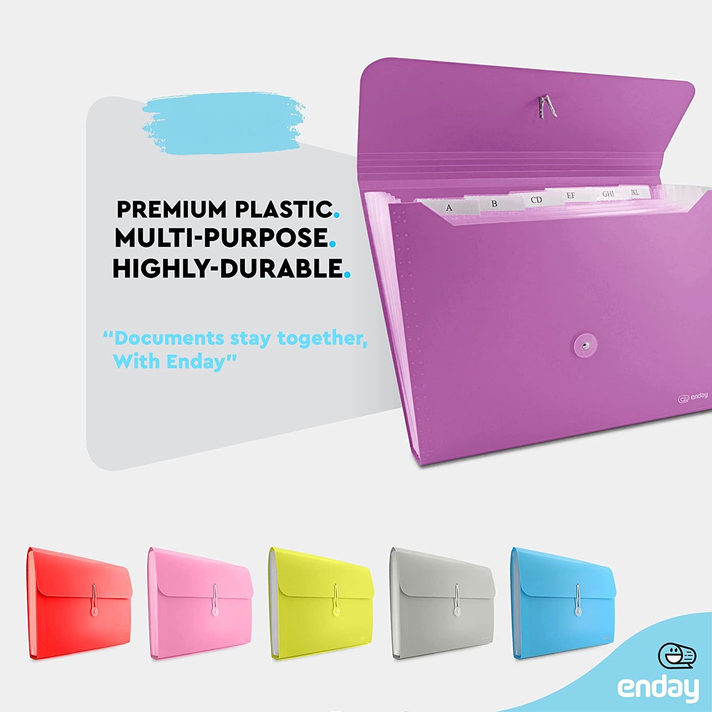 7-Pocket Letter Size Poly Expanding File purple