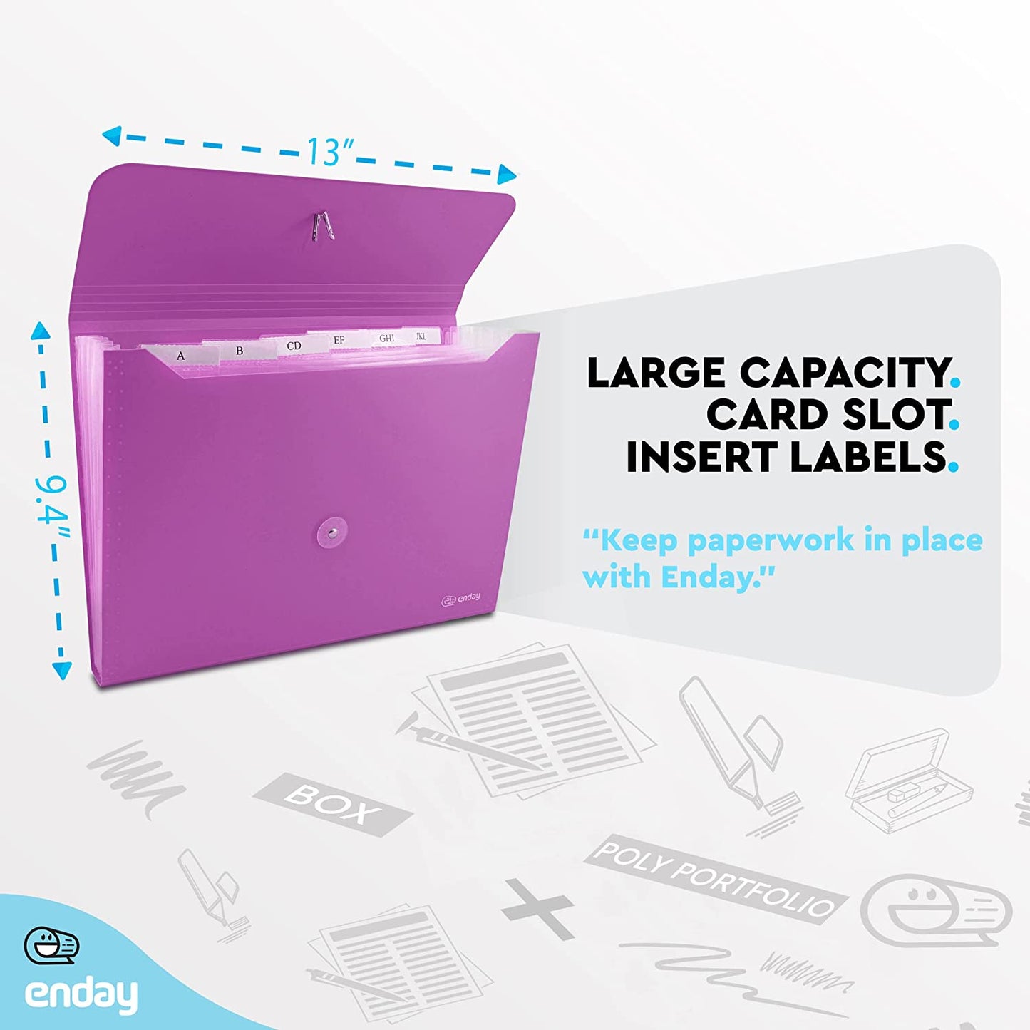 7-Pocket Letter Size Poly Expanding File purple