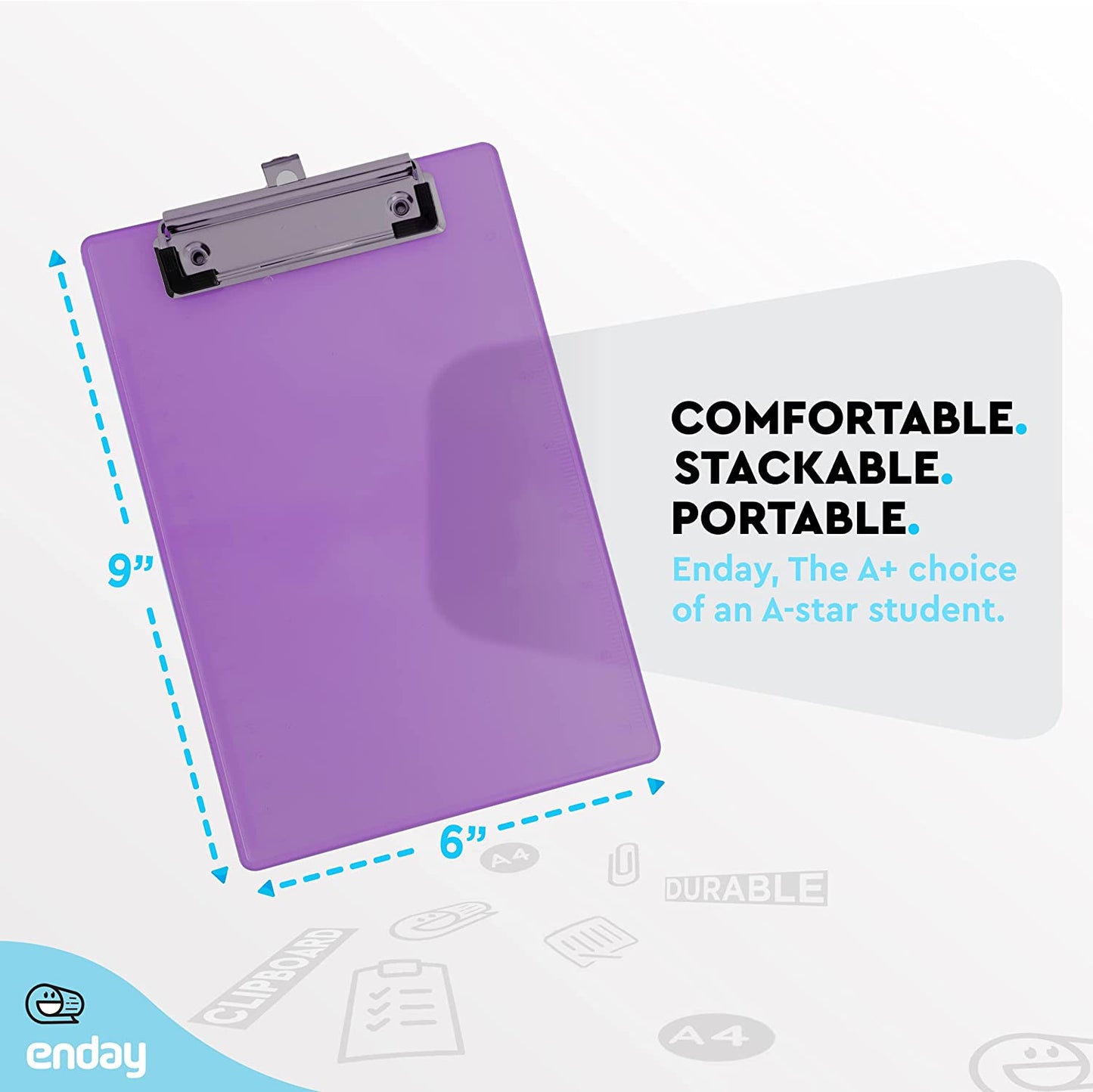 Memo Size Plastic Clipboard w/ Low Profile Clip purple