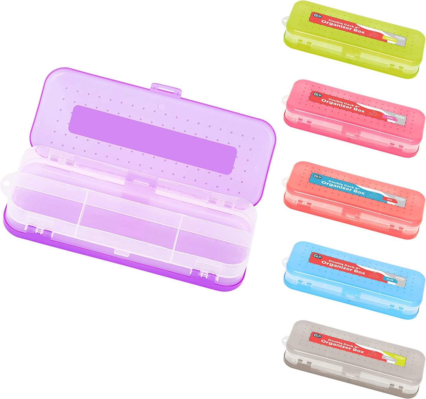 8" Bright Color Double Deck Organizer Box purple