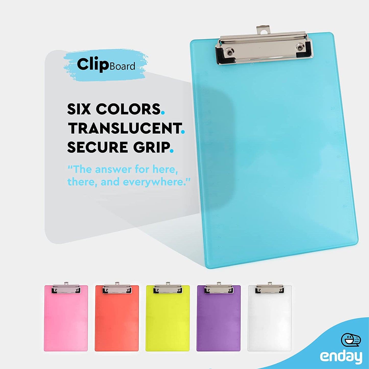 Memo Size Plastic Clipboard w/ Low Profile Clip blue