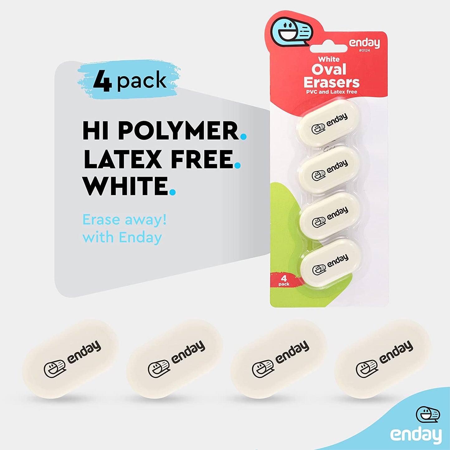 Oval eraser white 4PK