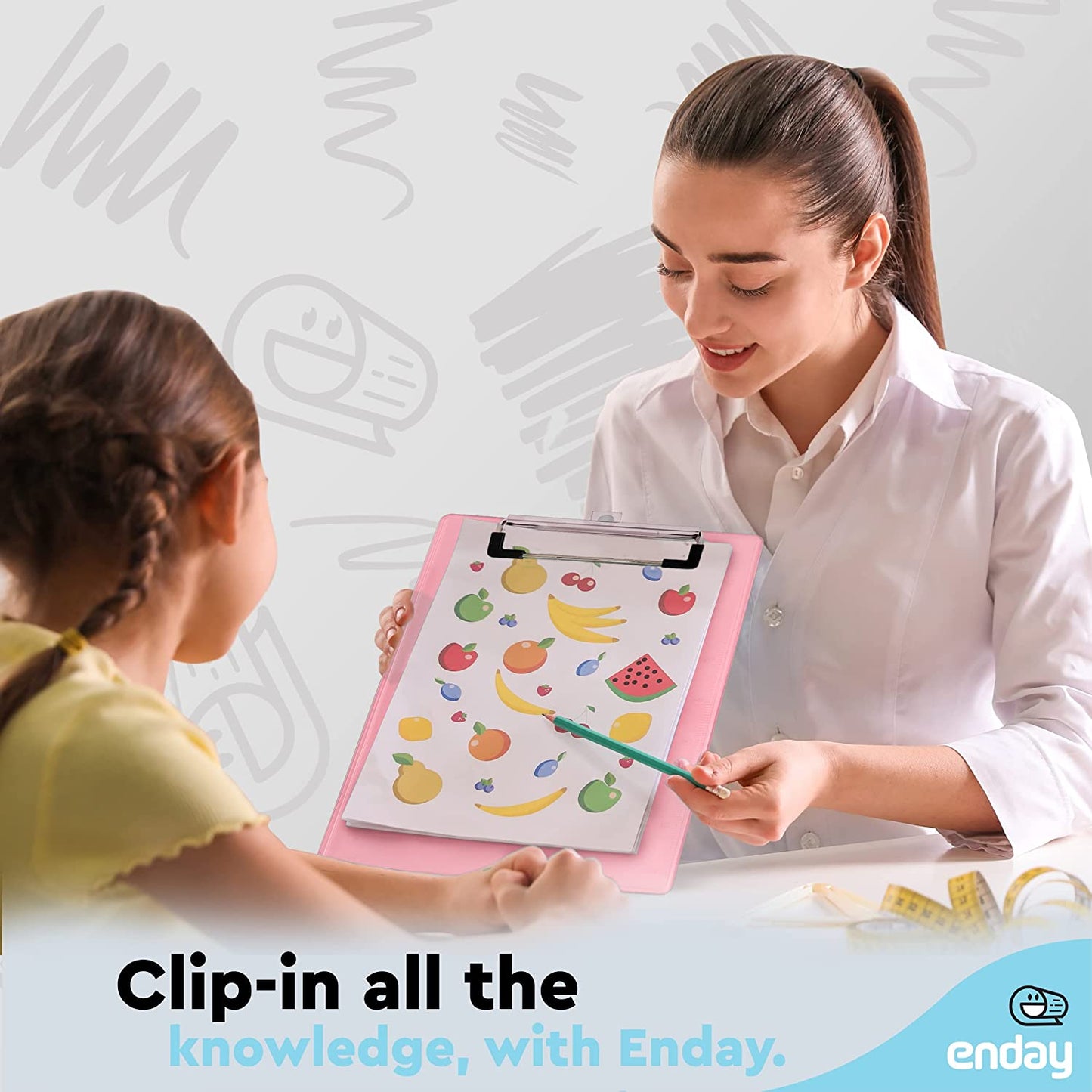 Memo Size Plastic Clipboard w/ Low Profile Clip pink