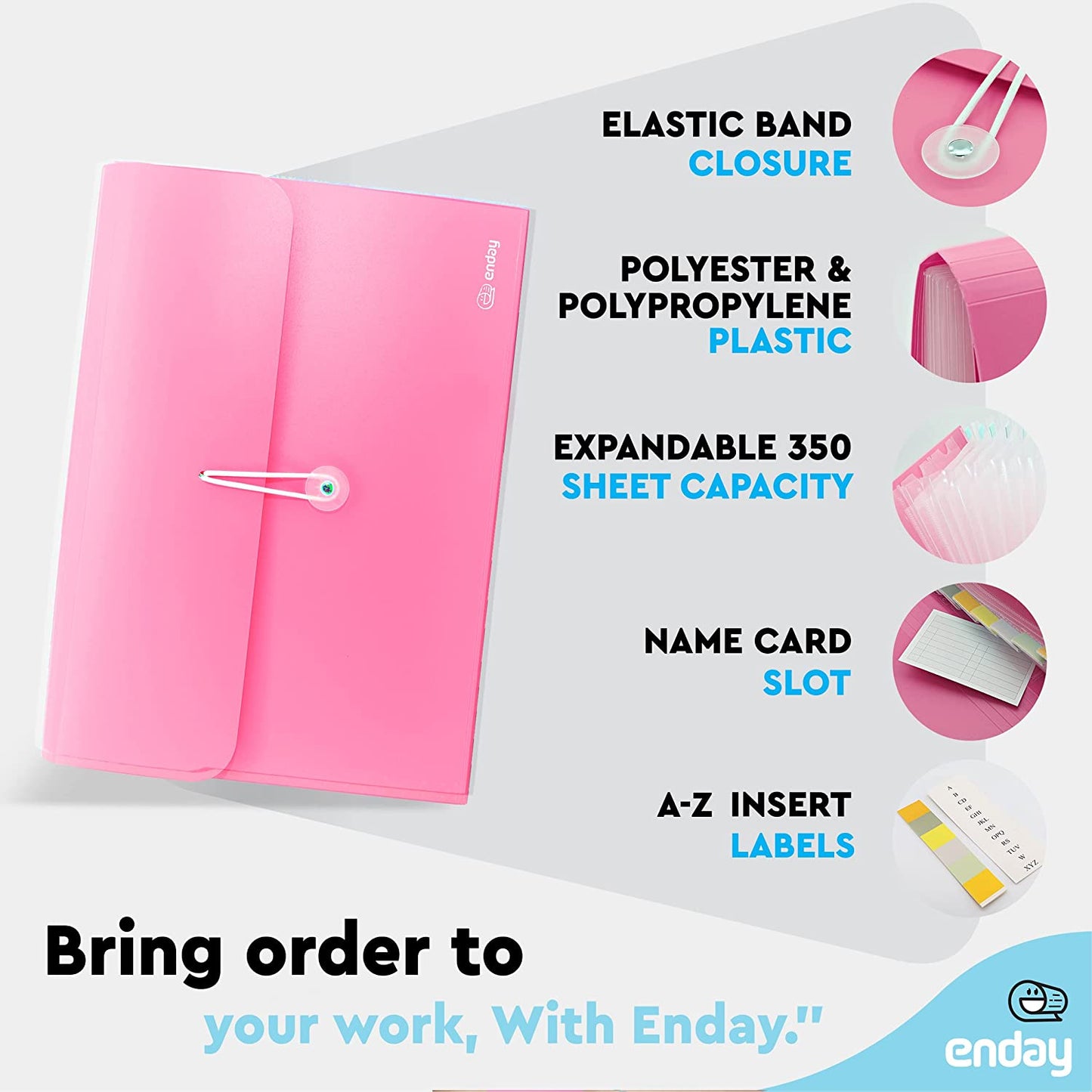 13-Pocket Letter Size Poly Expanding File pink
